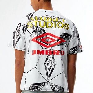 Market Studios x Umbro Men's Graphic White and Black Casual Shirt
